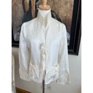 Jackie Rogers White Blazer Jacket Size 8 Silk